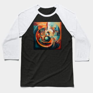 Minimalistic Geometric Patterns in an Abstract Oil Painting Baseball T-Shirt